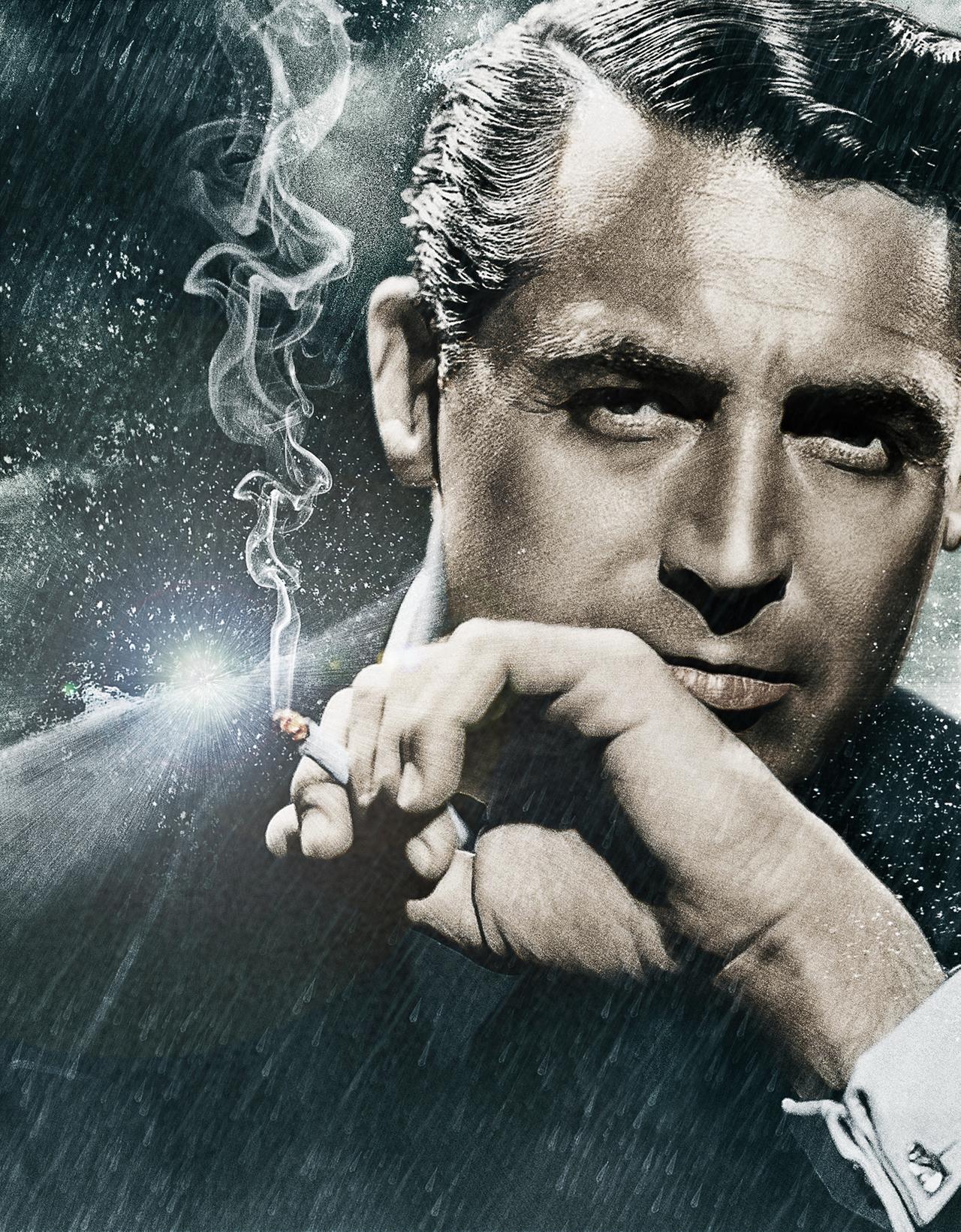 Cary Grant, archival monochrome portrait.